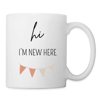 HI I'M NEW HERE | Baby Body Geschenk - Tasse - Weiß - Rechts