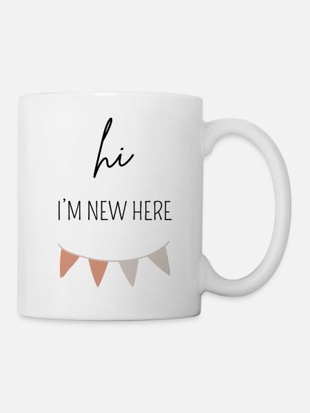 HI I'M NEW HERE | Baby Body Geschenk - Tasse - Weiß