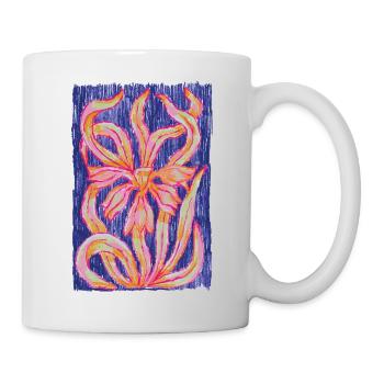 Ornament bunt Blume Jugendstil - Tasse - Weiß - Rechts