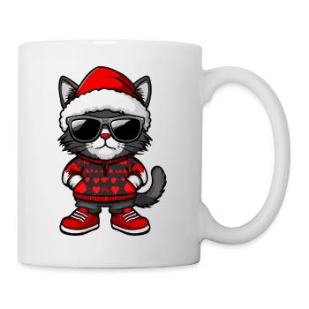 Cat Christmas Comic Cool Head - Mug - white - Right