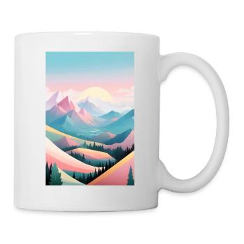 Panorama de montagnes aux couleurs délicates - Horizont Berge - Mug blanc - blanc - Droite