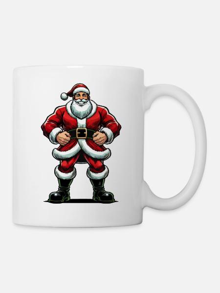 Weihnachtsmann Cartoon - Tasse - Weiß