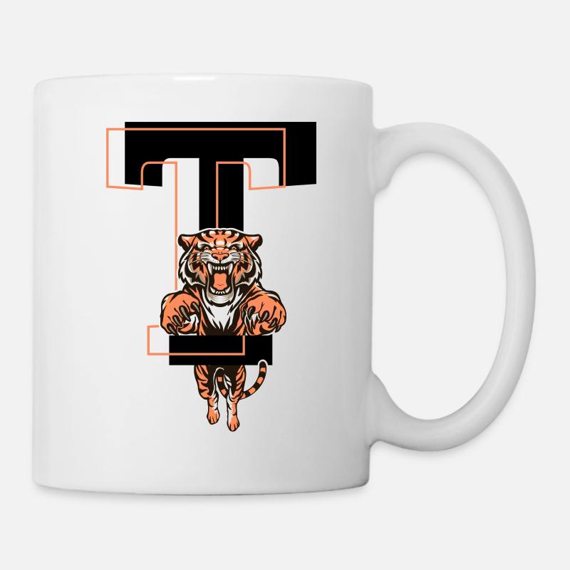 Tiger Buchstabe T - Geschenkidee - Tasse - Weiß