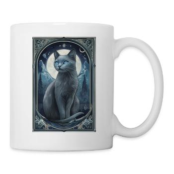 bluestar Blaustern graue Katze Mond Nacht - Tasse - Weiß - Rechts