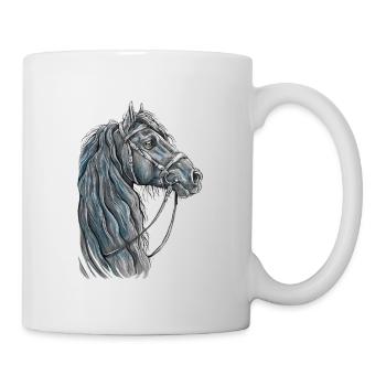 Schwarzer Friese Portrait - Tasse - Weiß - Rechts