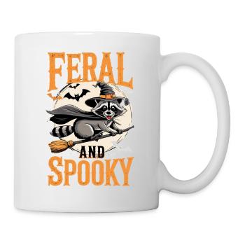 Niedlicher Waschbär als Hexe Feral and Spooky - Tasse - Weiß - Rechts
