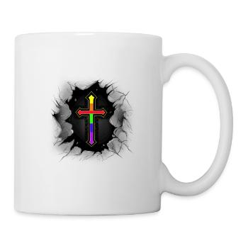 Kreuz Kreuze Kruzifix LGBT Gay Pride Regenbogen - Tasse - Weiß - Rechts