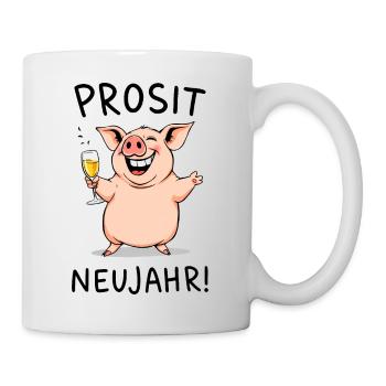 Silvester Party Prosit Neujahr Prost Schwein Fun - Tasse - Weiß - Rechts
