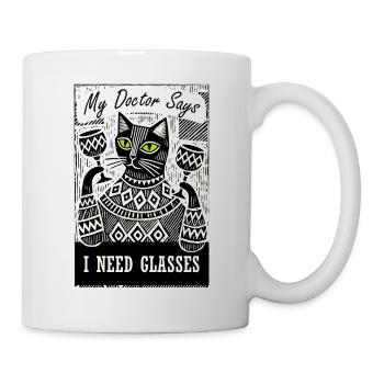 YANACAT Drôle de dicton. Chat avec des lunettes - Mug blanc - blanc - Droite