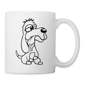 Dog Sitting Drooling Spit Tongue Funny Silly Comic - Mug - white - Right