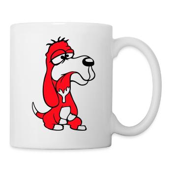 Dog Sitting Drooling Spit Tongue Funny Silly Comic - Mug - white - Right