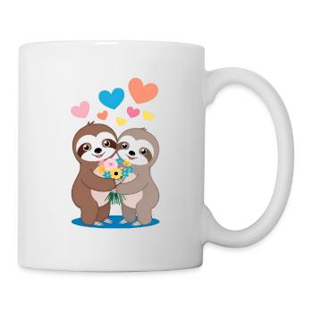 Paresseux amoureux mignons le jour de la Saint-Valentin - Mug blanc - blanc - Droite