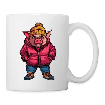 Cochon Drôle Hiver - Mug blanc - blanc - Droite