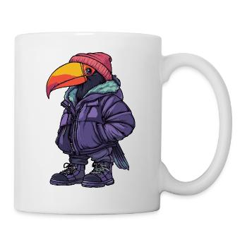 Toucan oiseau drôle d’hiver - Mug blanc - blanc - Droite