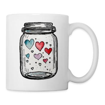 Pot plein d'aquarelles de coeurs d'amour - Mug blanc - blanc - Droite