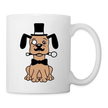 Chien M. Sir Cylindre Chapeau Monocle Lunettes Empire - Mug blanc - blanc - Droite