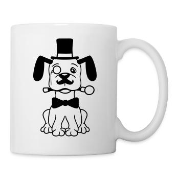 Chien M. Sir Cylindre Chapeau Monocle Lunettes Empire - Mug blanc - blanc - Droite