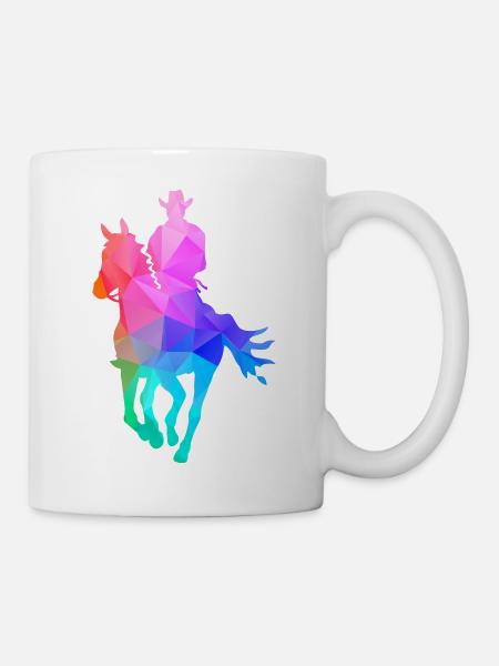 Westernreiter Mann - Tasse - Weiß