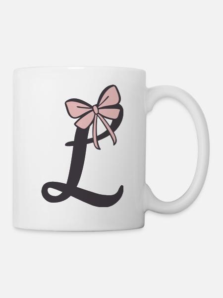 Anfangsbuchstabe L Schleifchen - Tasse - Weiß