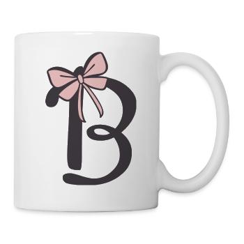 Anfangsbuchstabe B Schleifchen - Tasse - Weiß - Rechts