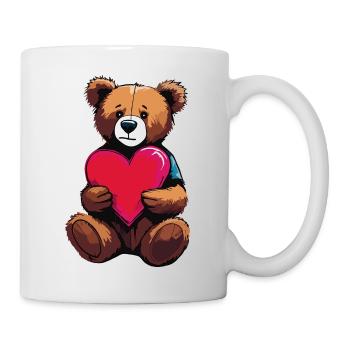 Teddybär mir Herz in den Händen - Tasse - Weiß - Rechts