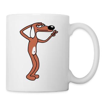 Hund Gechillter Kerl Peace Handzeichen Entspannt - Tasse - Weiß - Rechts