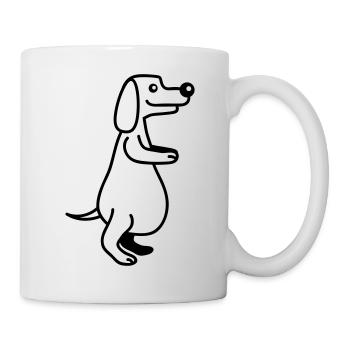 Dog Big Belly Overweight Funny Cartoon Comic - Mug - white - Right