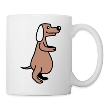 Dog Big Belly Overweight Funny Cartoon Comic - Mug - white - Right