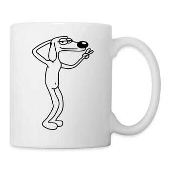 Hund Gechillter Kerl Peace Handzeichen Entspannt - Tasse - Weiß - Rechts