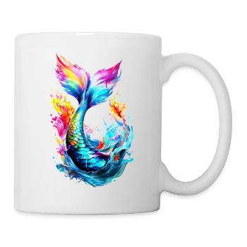 Queue de sirène peinte - Mug blanc - blanc - Droite