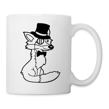 Fuchs Rotfuchs Sir Mr. Zylinder Hut Monokel Brille - Tasse - Weiß - Rechts