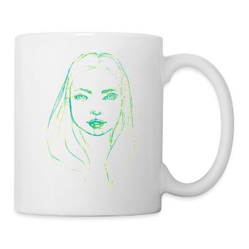 Illustration de visage de femme vert - Mug blanc - blanc - Droite