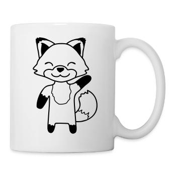 Fox waving friendly hand hello greeting cute - Mug - white - Right