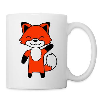 Fox waving friendly hand hello greeting cute - Mug - white - Right