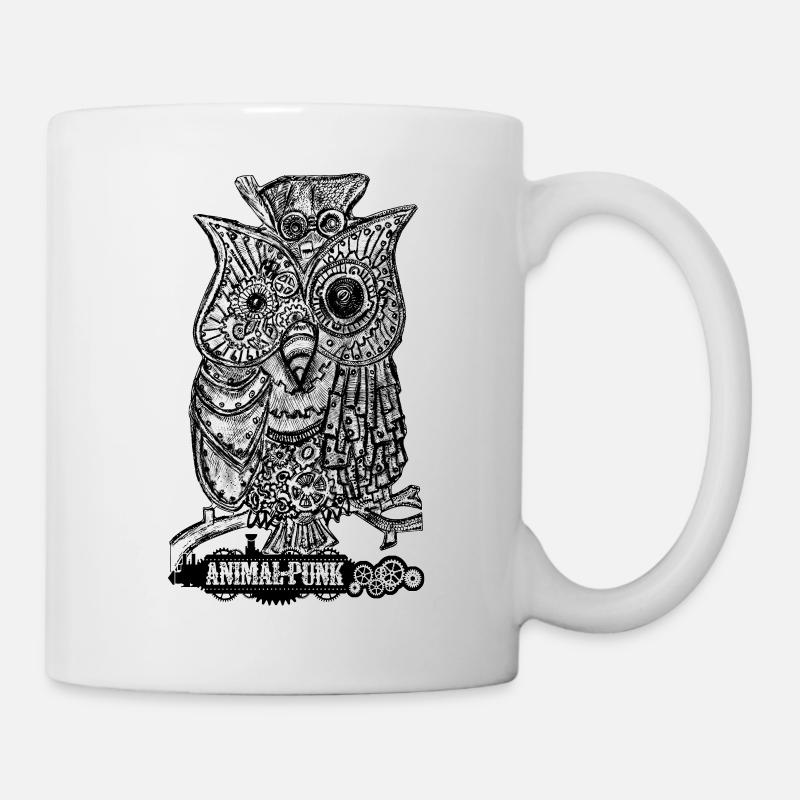 M. Hibou SteamPunk AnimalPunk - Mug blanc - blanc