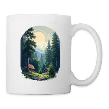Cabane pixélisée dans les bois - Mug blanc - blanc - Droite