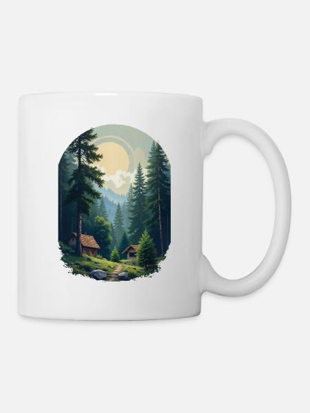 Pixelated cabin in the woods - Mug - white