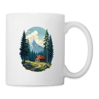 Cabane pixélisée dans les bois - Mug blanc - blanc - Droite
