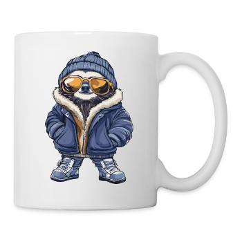 Faultier Cool Comic - Tasse - Weiß - Rechts