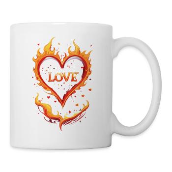 Love valentin coeur feu - Mug blanc - blanc - Droite