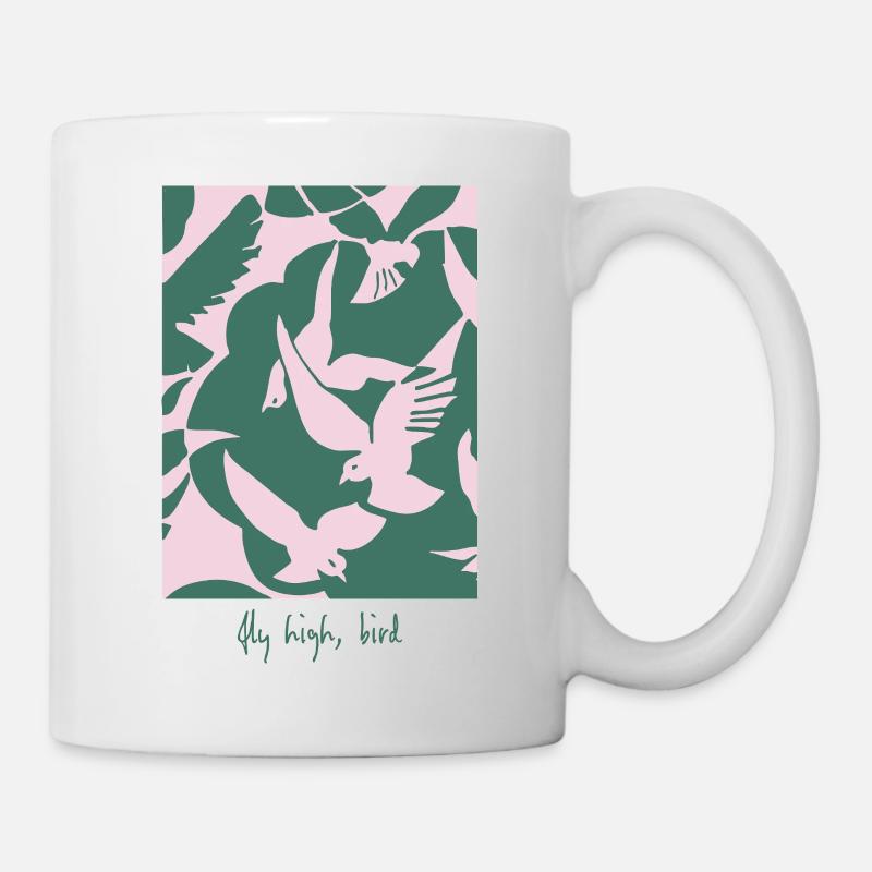 Fly High, Bird – Elegantes Vogel-Design - Tasse - Weiß