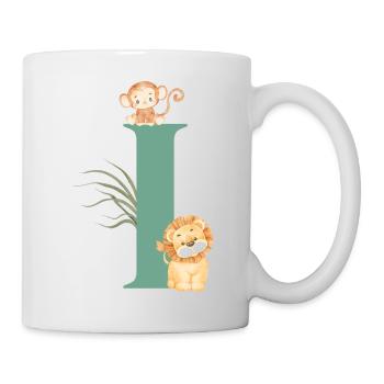 Lettre i vert animaux jungle - Mug blanc - blanc - Droite