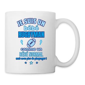 Bébé Rugby Cadeau de naissance drôle - Mug blanc - blanc - Droite