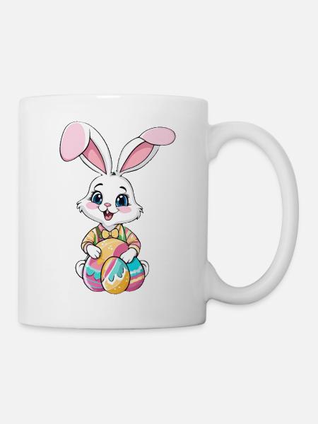 Osterhase mit Ostereiern - Tasse - Weiß