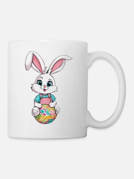Easter bunny with Easter eggs - Mug - white