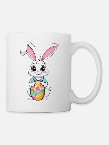 Osterhase mit Ostereiern - Tasse - Weiß