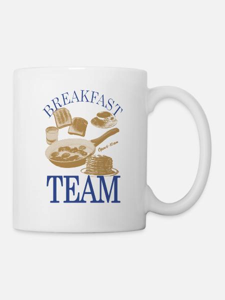 Breakfast Team – Retro Frühstücks-Motiv - Tasse - Weiß