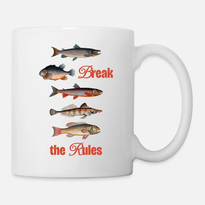 Break the Rules – Retro Fish Art - Tasse - Weiß