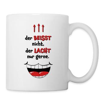 il ne mord pas, il aime juste rire. - Mug blanc - blanc - Droite