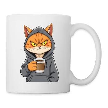 Morgenmuffel Katze braucht ihren Kaffee - Tasse - Weiß - Rechts